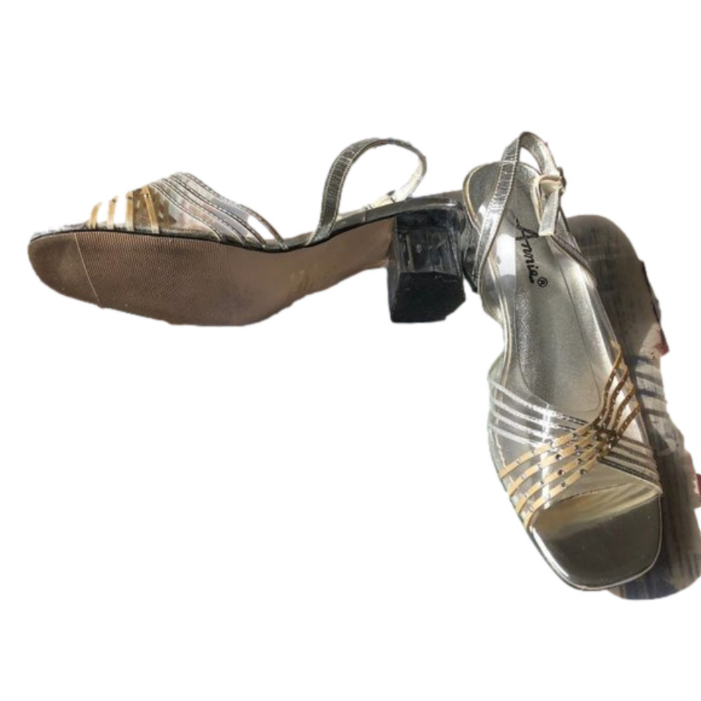 20 ANNIE Shoes /Size 7 1/2 /Silver And Clear Block Heel  Weddings Graduation